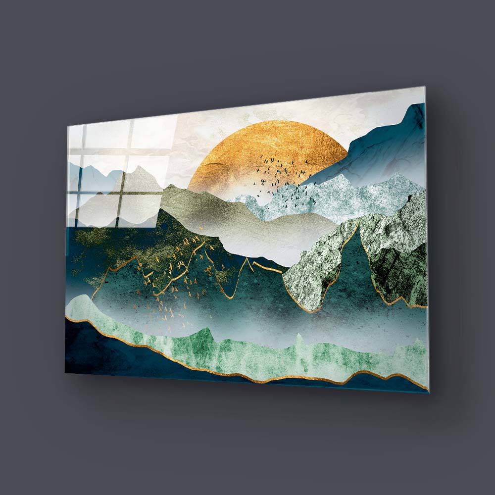 Stylised Sunset Cut-out Illustration Glass Wall Art - CreoGlass E-Shop