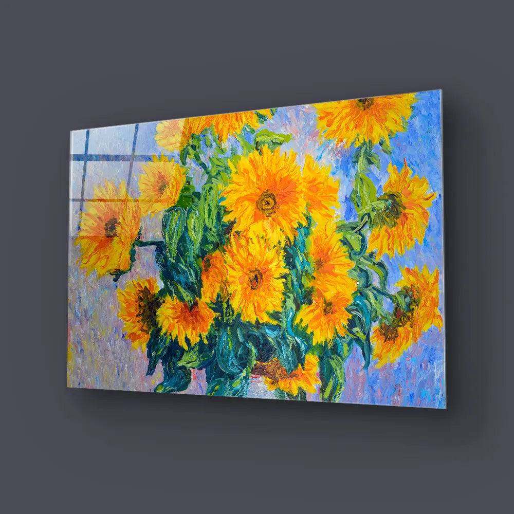 Sunflowers C Monet Glass Wall Art - CreoGlass E-Shop