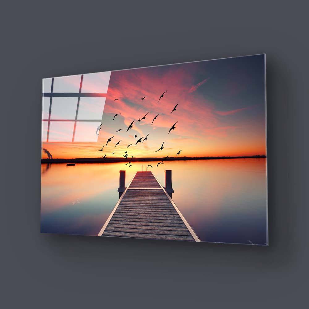 Sunset Pier Glass Wall Art - CreoGlass E-Shop