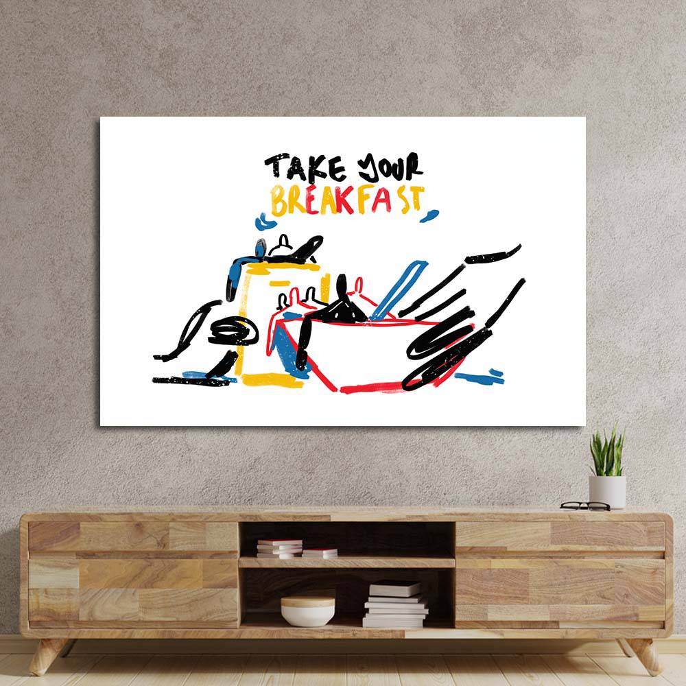 Take your Breakfast Abstract Glass Wall Art - CreoGlass E-Shop