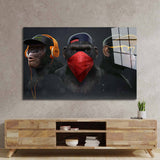 Three Wise Monkeys Glass Wall Art - CreoGlass E-Shop