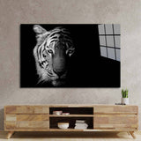 Tiger Black and White Glass Wall Art - CreoGlass E-Shop