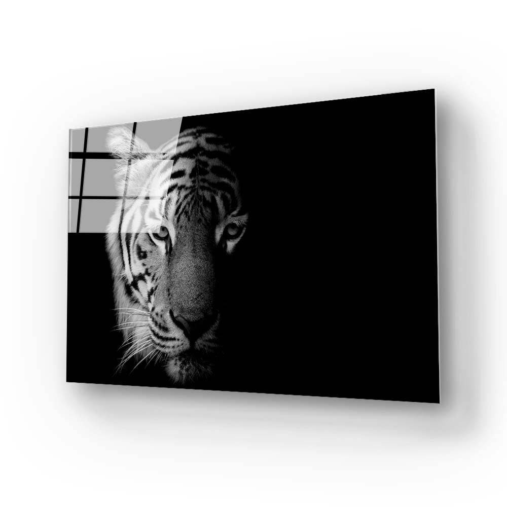 Tiger Black and White Glass Wall Art - CreoGlass E-Shop