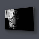 Tiger Black and White Glass Wall Art - CreoGlass E-Shop