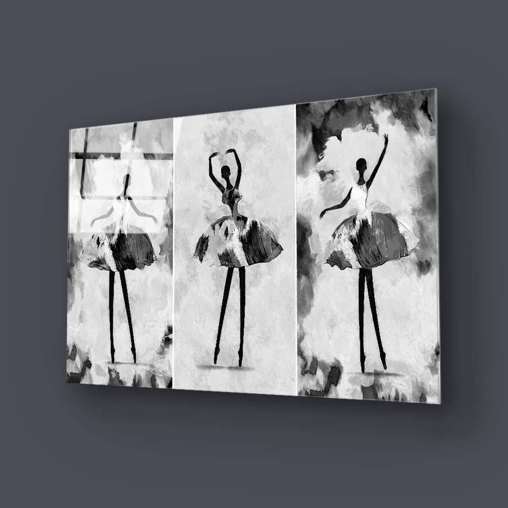 Trio of Ballerina Silhouettes Glass Wall Art - CreoGlass E-Shop