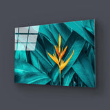Tropical Leaves Colourful Flower Glass Wall Art - CreoGlass E-Shop