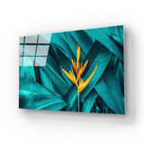 Tropical Leaves Colourful Flower Glass Wall Art - CreoGlass E-Shop