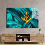 Tropical Leaves Colourful Flower Glass Wall Art - CreoGlass E-Shop