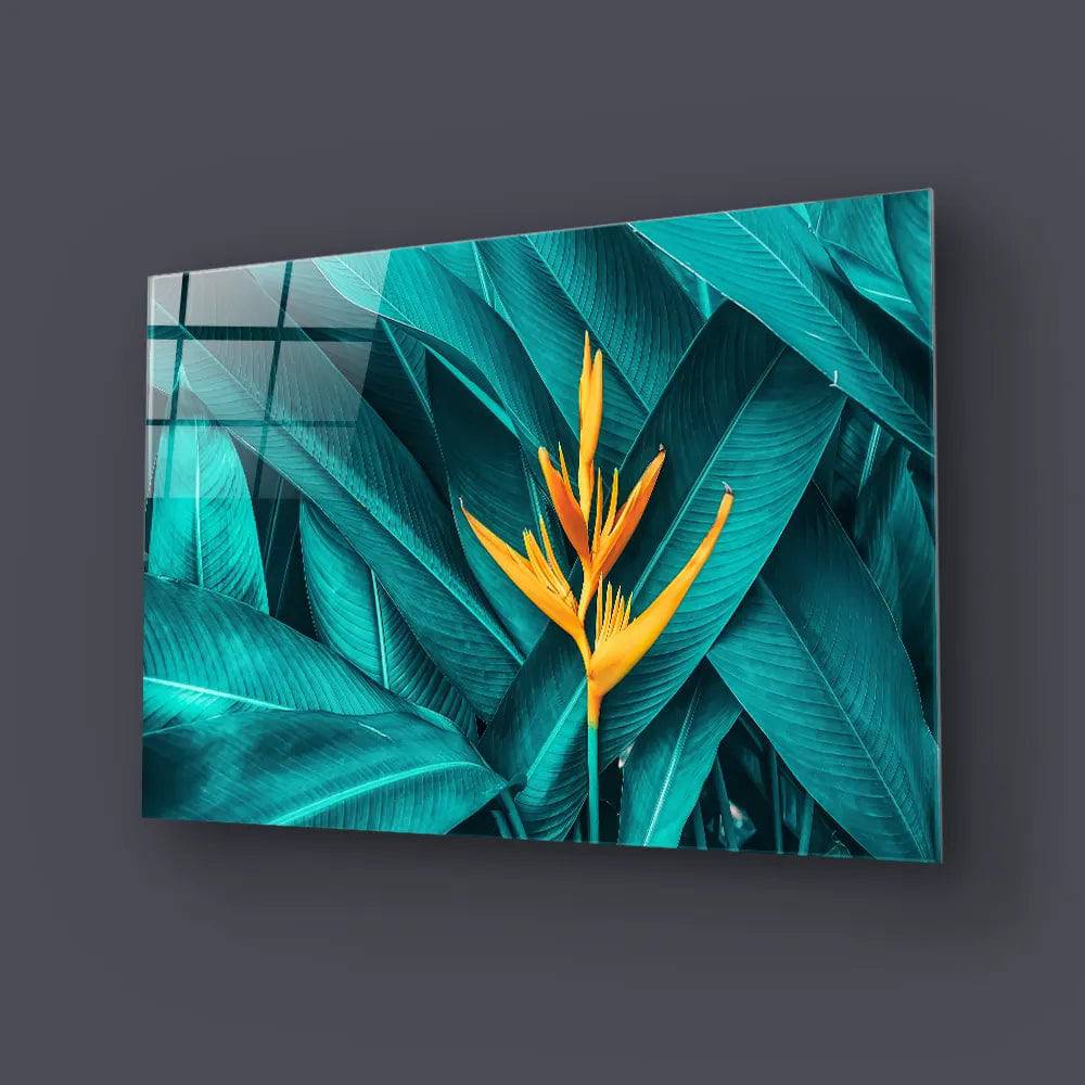 Tropical Leaves Colourful Flowers Glass Wall Art - CreoGlass E-Shop