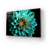 Turquoise Dahlia Glass Wall Art - CreoGlass E-Shop