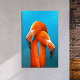 Two Orange Flamingos Painting Glass Wall Art - CreoGlass E-Shop