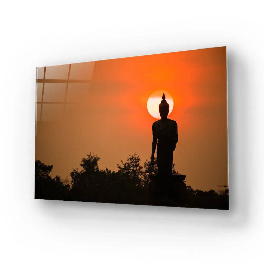 Walking buddha Glass Wall Art - CreoGlass E-Shop