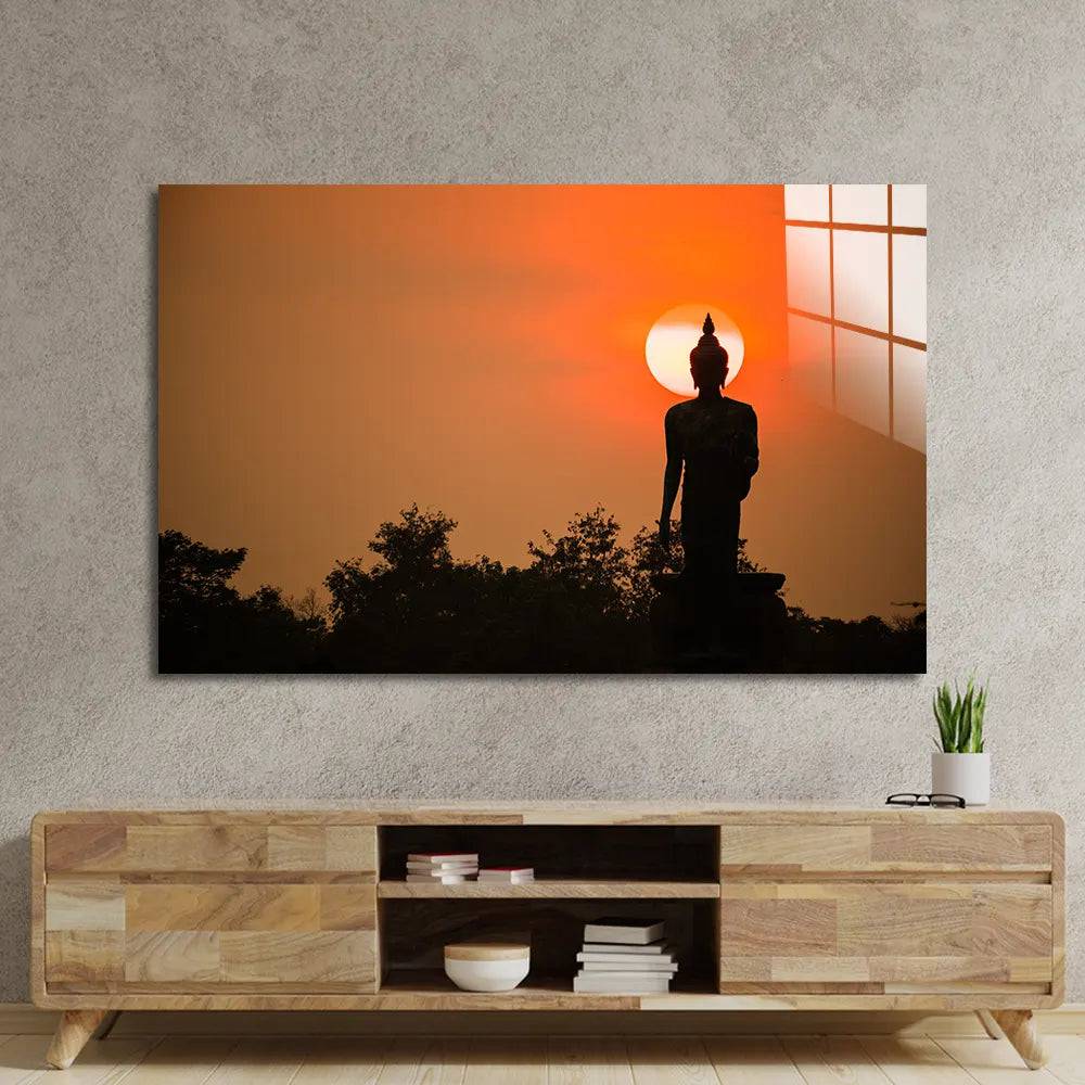 Walking buddha Glass Wall Art - CreoGlass E-Shop