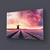 Windmill And Tulips Glass Wall Art - CreoGlass E-Shop