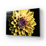 Yellow and Purple Dahlia Glass Wall Art - CreoGlass E-Shop
