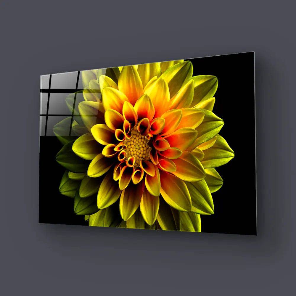Yellow Dahlia Glass Wall Art - CreoGlass E-Shop