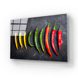 Yellow, Green and Red Peppers Glass Wall Art - CreoGlass E-Shop