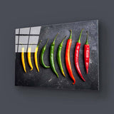Yellow, Green and Red Peppers Glass Wall Art - CreoGlass E-Shop