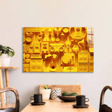 Yellow Musical Collage Glass Wall Art - CreoGlass E-Shop