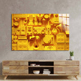 Yellow Musical Collage Glass Wall Art - CreoGlass E-Shop