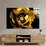 Yellow Peony Glass Wall Art - CreoGlass E-Shop