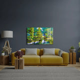 Autumn Landscape Trees Lake Glass Wall Art - CreoGlass E-Shop
