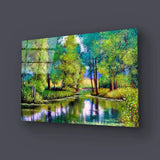 Autumn Landscape Trees Lake Glass Wall Art - CreoGlass E-Shop