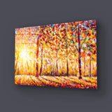 Autumn Panorama Sunny Forest Trees Glass Wall Art - CreoGlass E-Shop