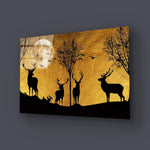 3 Deer Forest Glass Wall Art - CreoGlass E-Shop