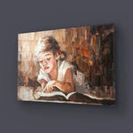 A Child Reads Book Warm Sun Glass Wall Art - CreoGlass E-Shop