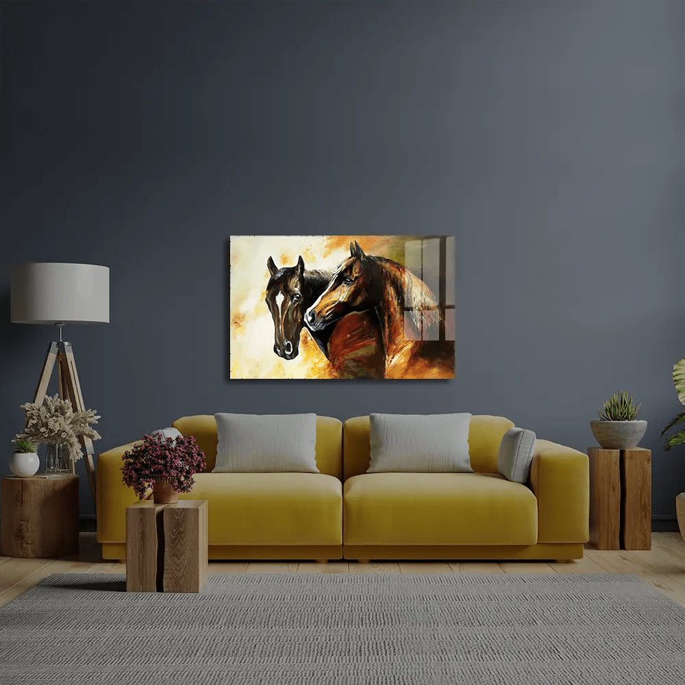 A Pair of Horses Glass Wall Art - CreoGlass E-Shop