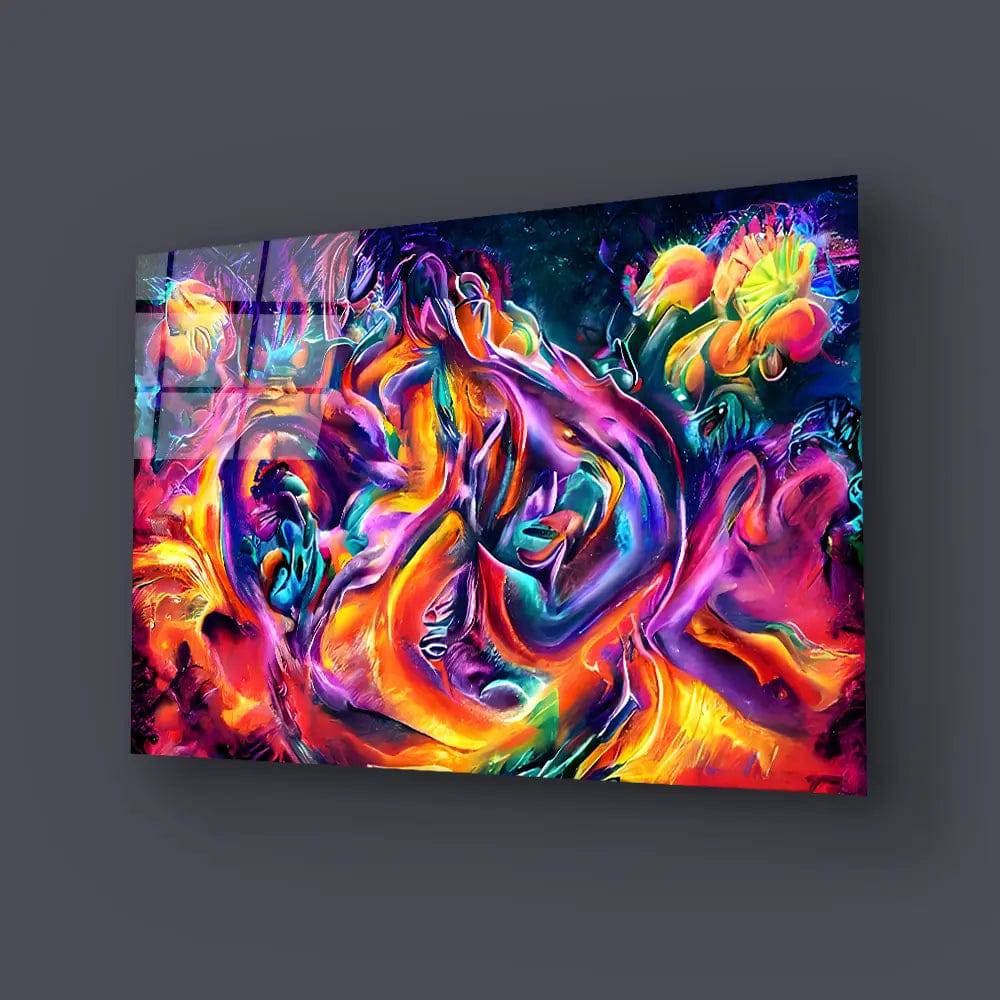 Abstract Colorful Canvas Texture Glass Wall Art - CreoGlass E-Shop