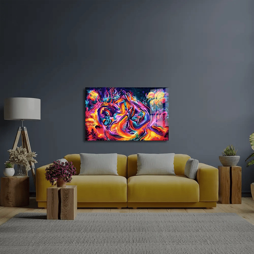 Abstract Colorful Canvas Texture Glass Wall Art - CreoGlass E-Shop
