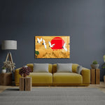 Abstract Flying Cranes Sunset Traditional Glass Wall Art - CreoGlass E-Shop