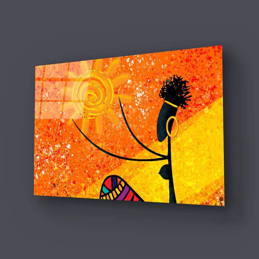 African Girl Holds Sun Glass Wall Art - CreoGlass E-Shop