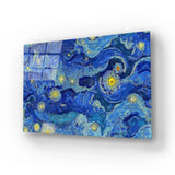 Cloudy Blue Night Sky Stars Glass Wall Art - CreoGlass E-Shop