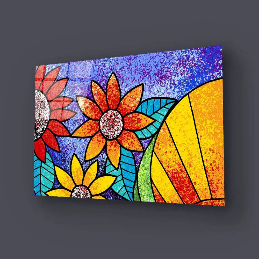 Colorful Flowers Glass Wall Art - CreoGlass E-Shop
