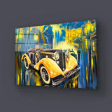 Completely Fictional Old Car Street Glass Wall Art - CreoGlass E-Shop