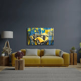 Completely Fictional Old Car Street Glass Wall Art - CreoGlass E-Shop