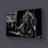 Girl Drummer Musician Rock Drummer Glass Wall Art - CreoGlass E-Shop