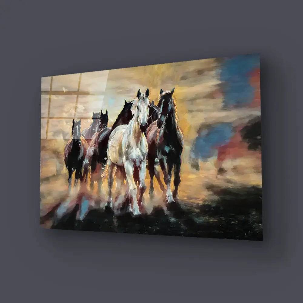 Herd Arabian Horses Glass Wall Art - CreoGlass E-Shop