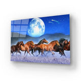 Horses Wheat Moon Glass Wall Art - CreoGlass E-Shop
