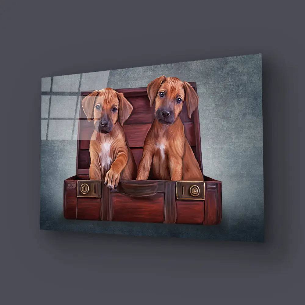 Puppies Rhodesian Ridgeback Glass Wall Art - CreoGlass E-Shop