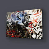 Red Black Abstract Flowers Bouquets Pollock Glass Wall Art - CreoGlass E-Shop