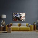 Red Black Abstract Flowers Bouquets Pollock Glass Wall Art - CreoGlass E-Shop