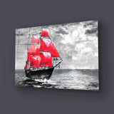 Scarlet Sails Ship Ocean Glass Wall Art - CreoGlass E-Shop