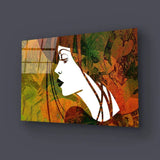 Sketched Beautiful Girl Face Profile Glass Wall Art - CreoGlass E-Shop