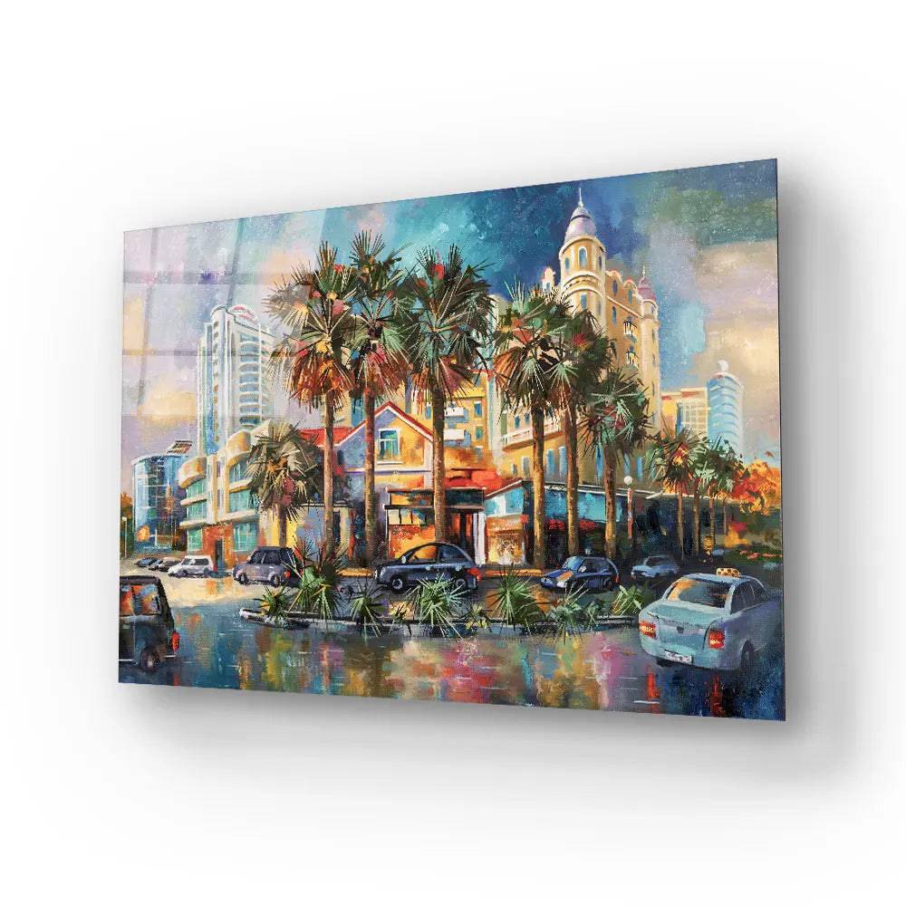 Street After Rain Beloved City Sochi Glass Wall Art - CreoGlass E-Shop