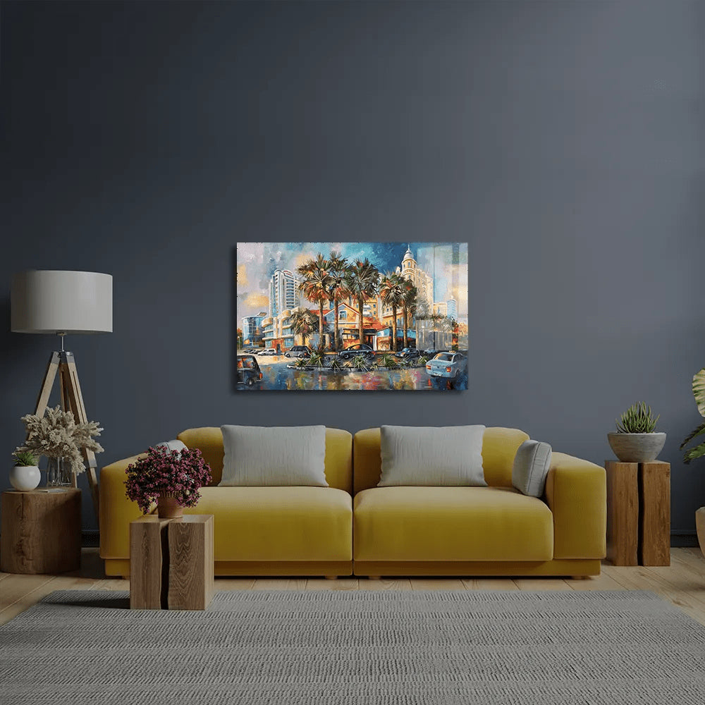 Street After Rain Beloved City Sochi Glass Wall Art - CreoGlass E-Shop