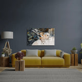 The Girl Lies Grass A Bird Sits Woman's Shoulder Glass Wall Art - CreoGlass E-Shop